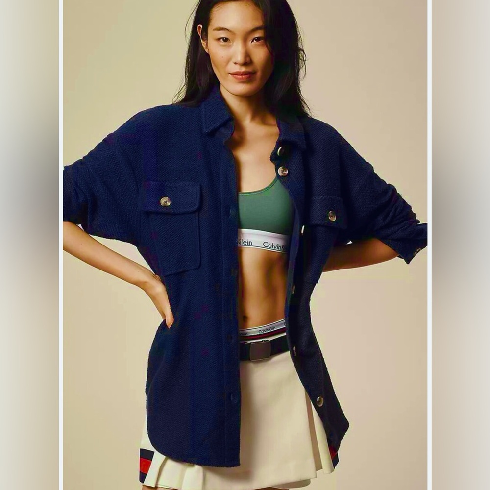 Anthropologie Knit Shacket - Navy, Size Small